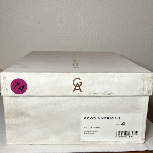 NIB Good American Shoes Womens Size 4 Black Sling back Heel Crystal Crush square - Picture 8 of 10